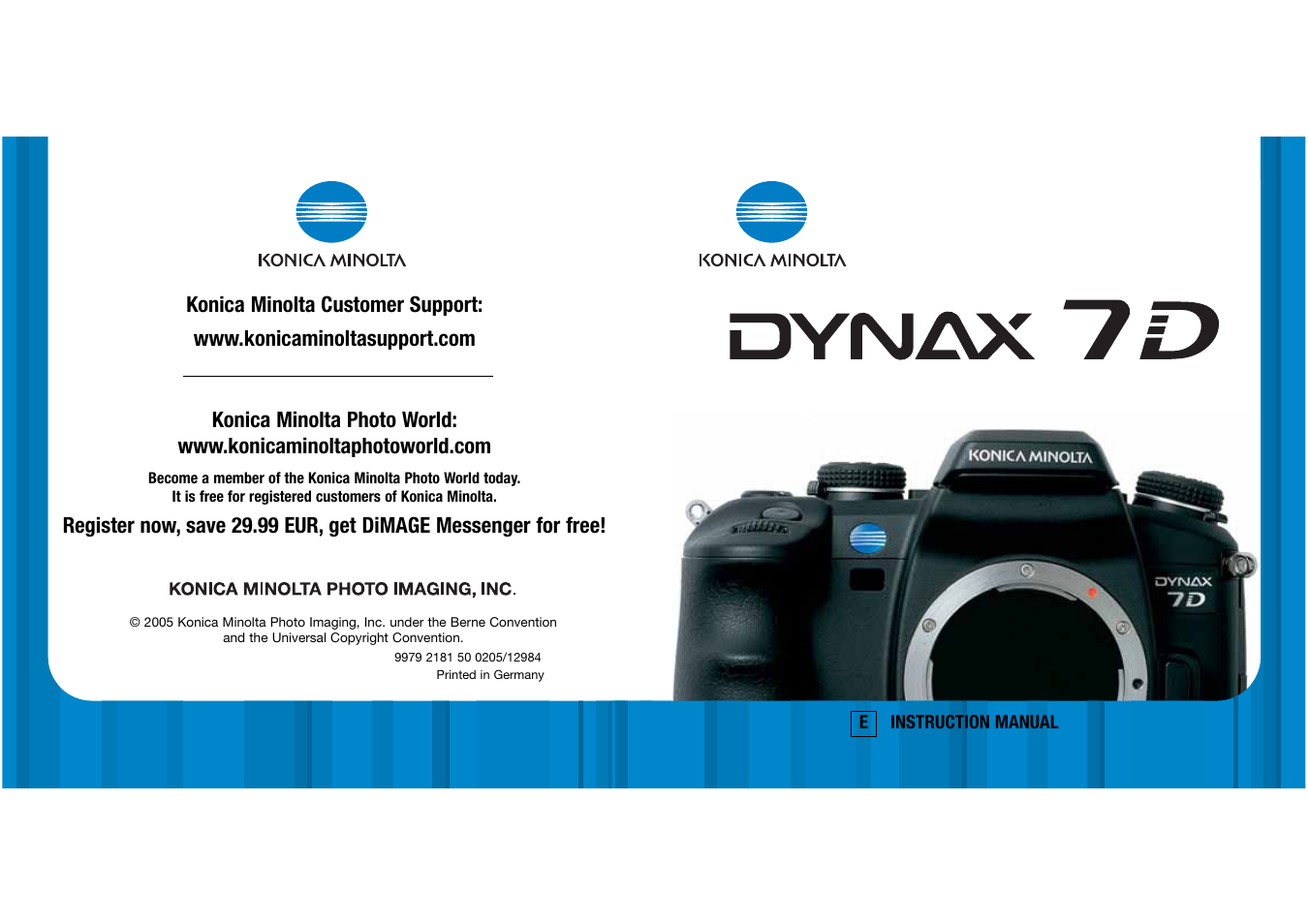 Konica Minolta DYNAX 7D User Manual | 74 pages