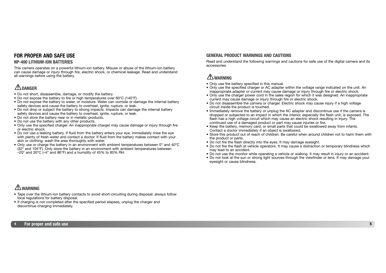 For proper and safe use | Konica Minolta DYNAX 7D User Manual | Page 3 / 74