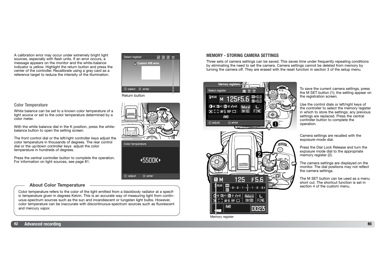 Advanced recording, Color temperature | Konica Minolta DYNAX 7D User Manual | Page 32 / 74