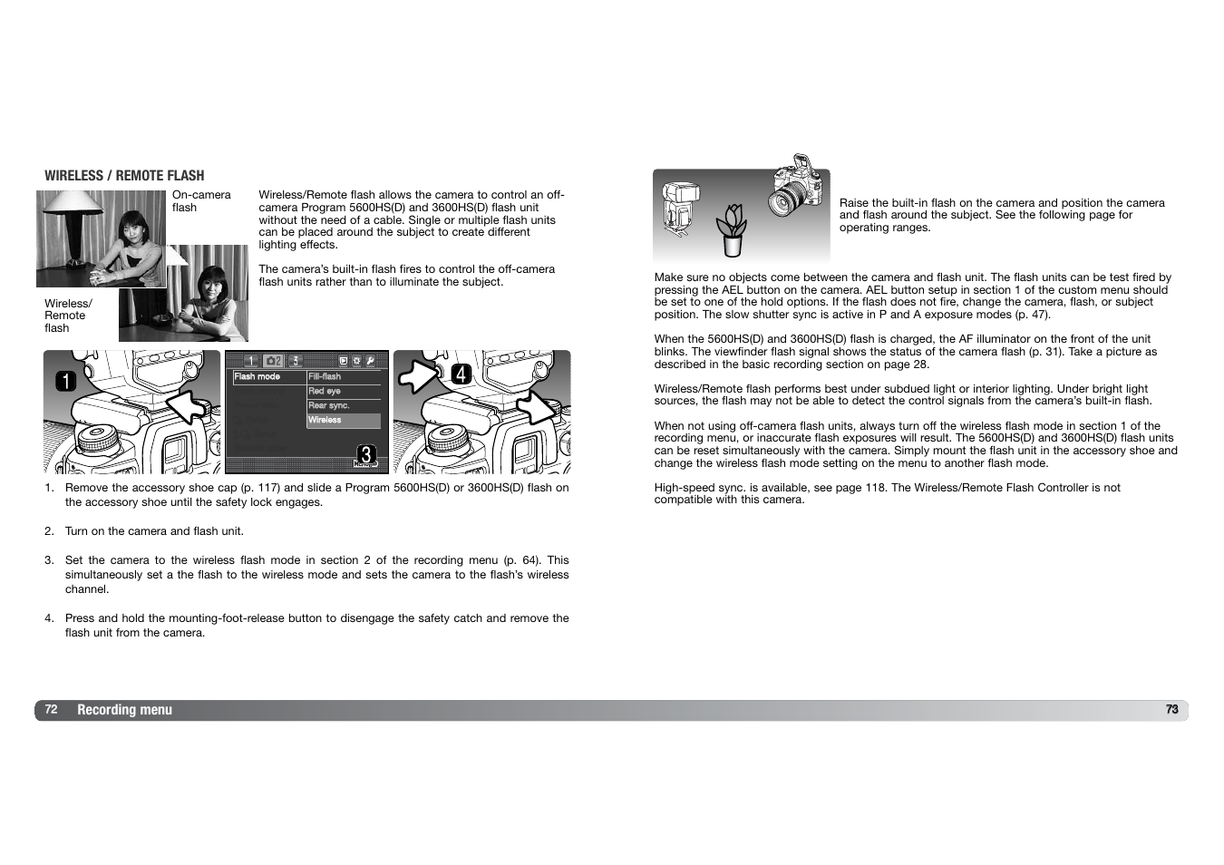 Recording menu wireless / remote flash | Konica Minolta DYNAX 7D User Manual | Page 37 / 74