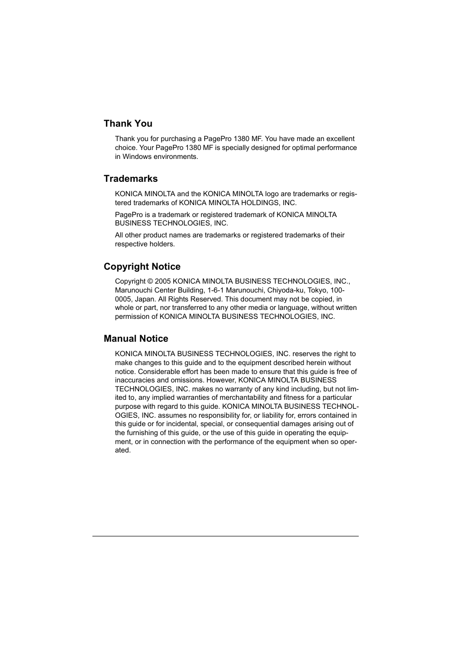 Konica Minolta PagePro 1380 MF User Manual | Page 2 / 104