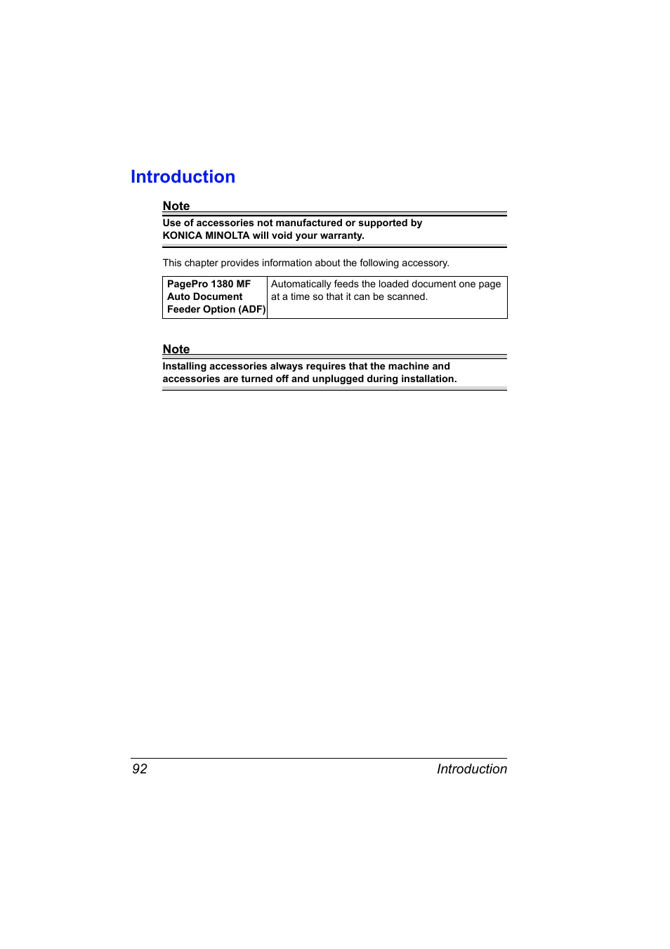 Introduction, Introduction 92 | Konica Minolta PagePro 1380 MF User Manual | Page 90 / 104