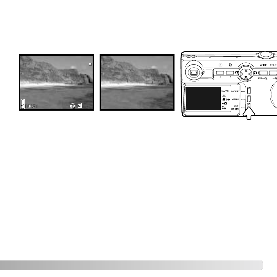 Display button - recording mode | Konica Minolta DiMAGE G530 User Manual | Page 27 / 104