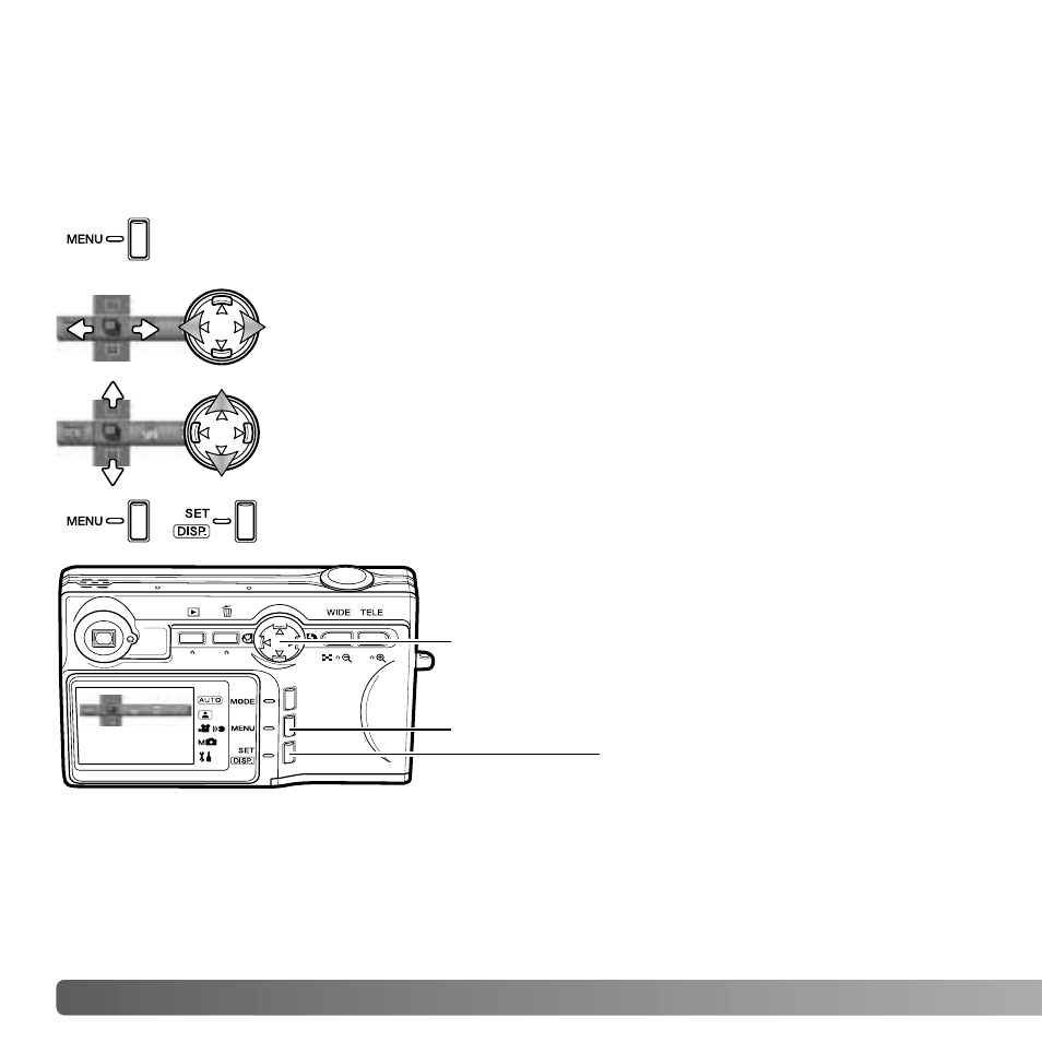 Navigating the recording menus | Konica Minolta DiMAGE G530 User Manual | Page 36 / 104