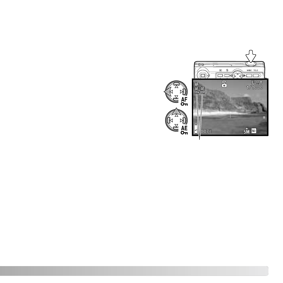 Autofocus and autoexposure lock | Konica Minolta DiMAGE G530 User Manual | Page 51 / 104