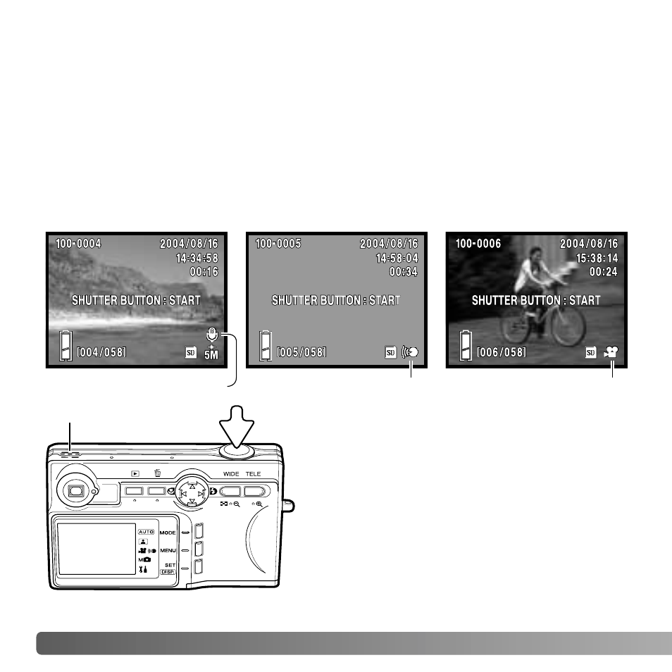 Playback - advanced operation, Playing back movies and audio | Konica Minolta DiMAGE G530 User Manual | Page 52 / 104