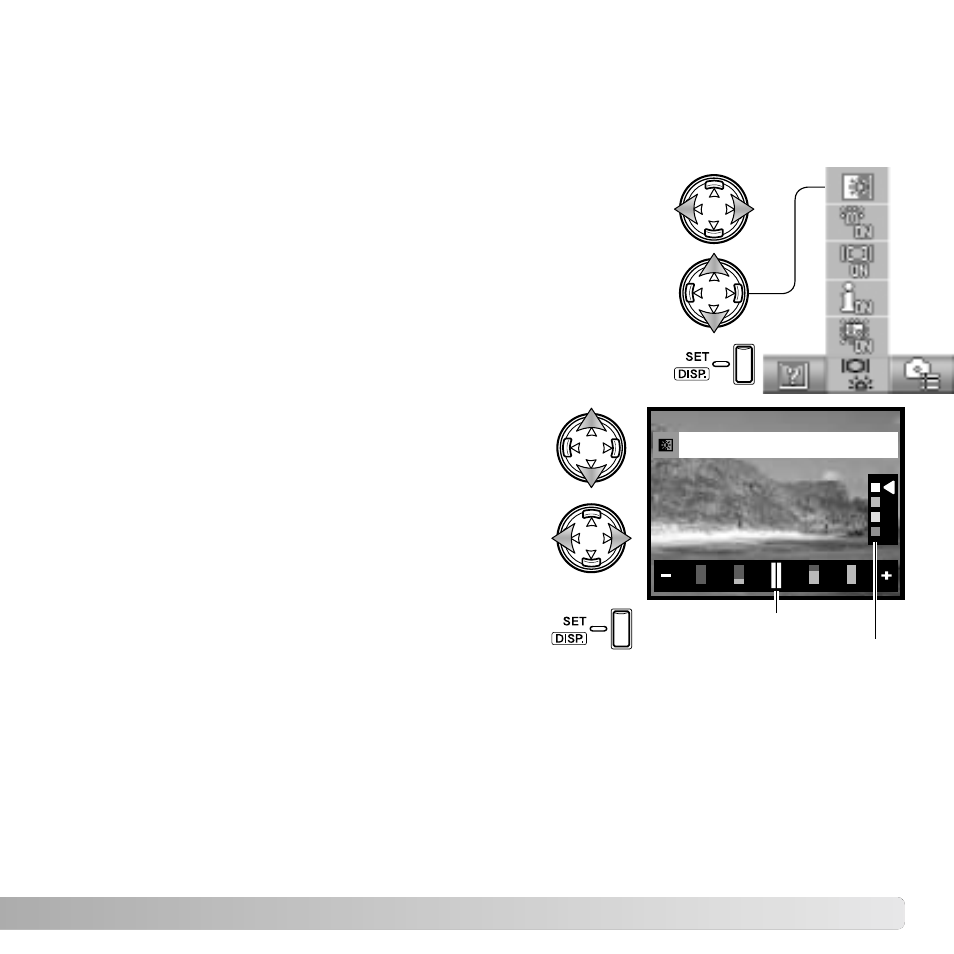 Adjusting the monitor | Konica Minolta DiMAGE G530 User Manual | Page 65 / 104