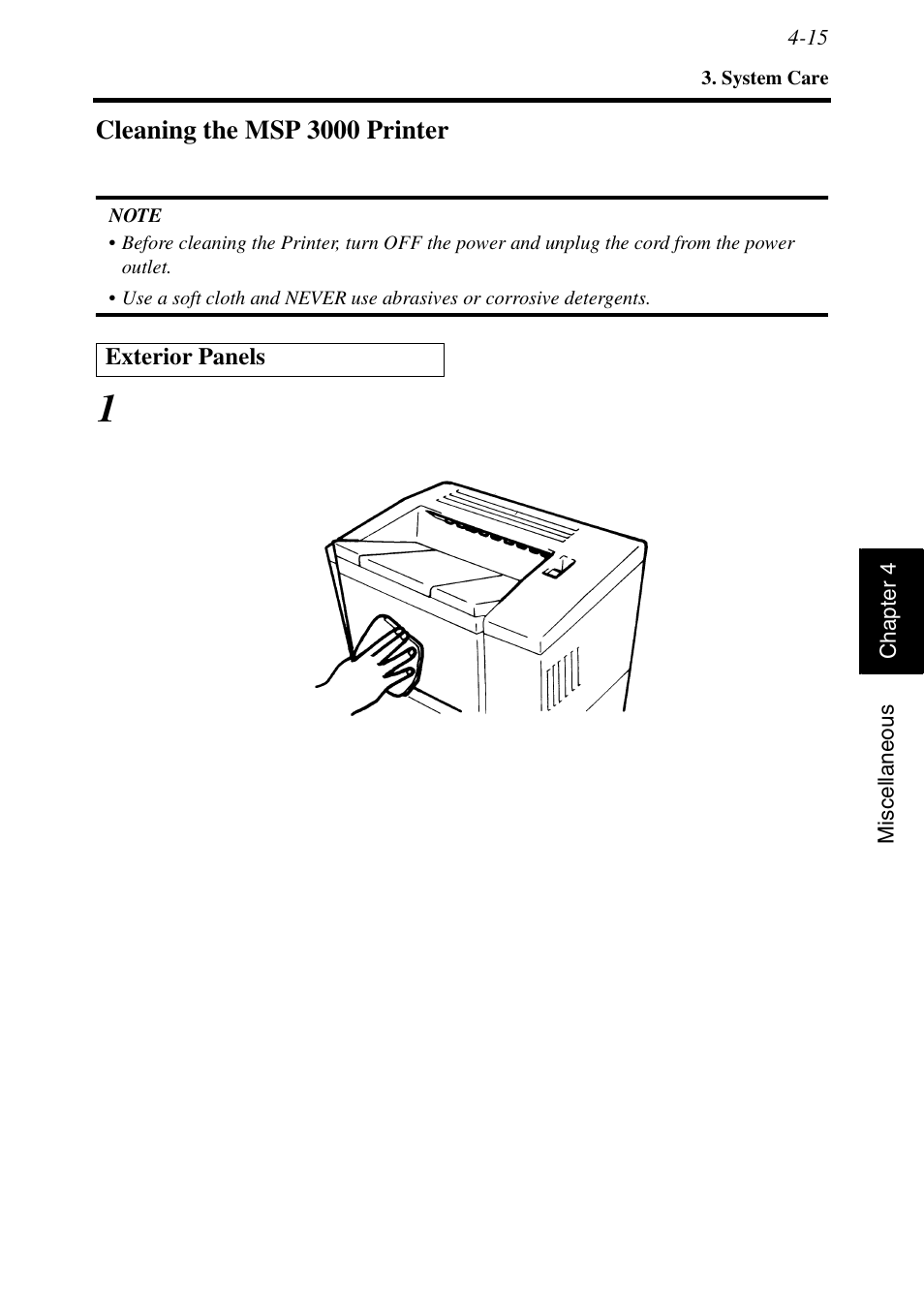 Cleaning the msp 3000 printer, Cleaning the msp 3000 printer -15 | Konica Minolta MS6000 MKII User Manual | Page 100 / 102