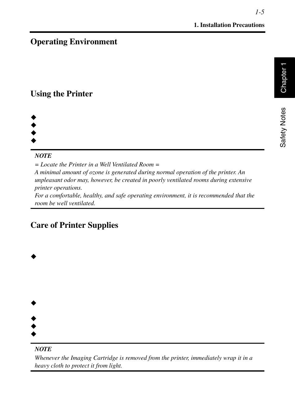Operating environment, Using the printer, Care of printer supplies | Konica Minolta MS6000 MKII User Manual | Page 26 / 102