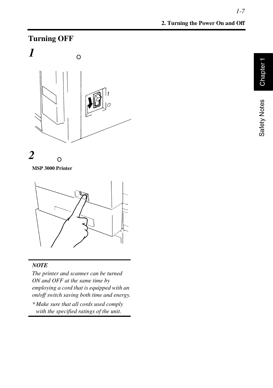Turning off, Turning off -7 | Konica Minolta MS6000 MKII User Manual | Page 28 / 102