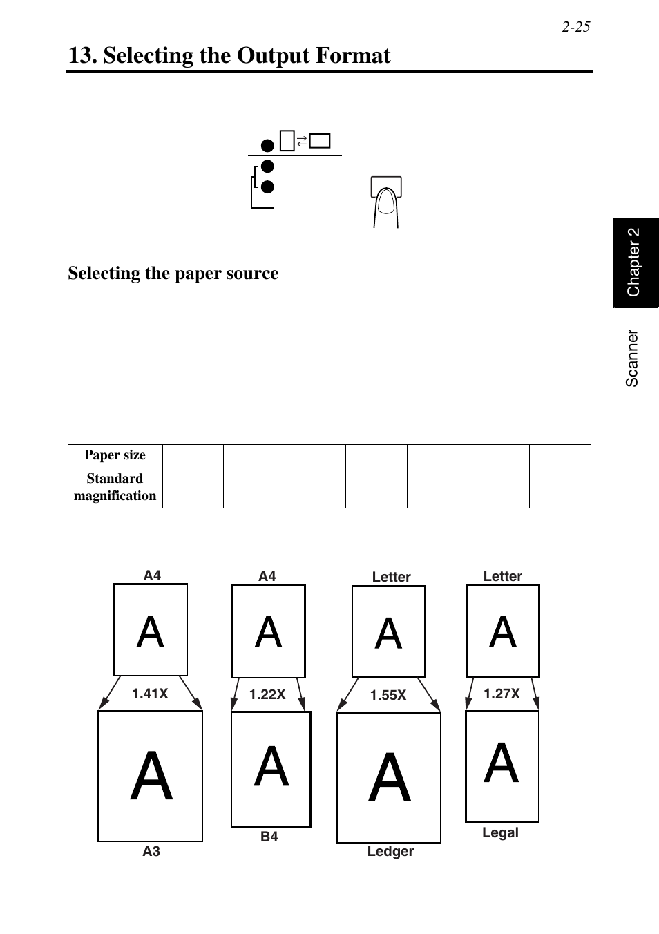 Selecting the output format, Selecting the paper source, Selecting the output format -25 | Selecting the paper source -25 | Konica Minolta MS6000 MKII User Manual | Page 54 / 102