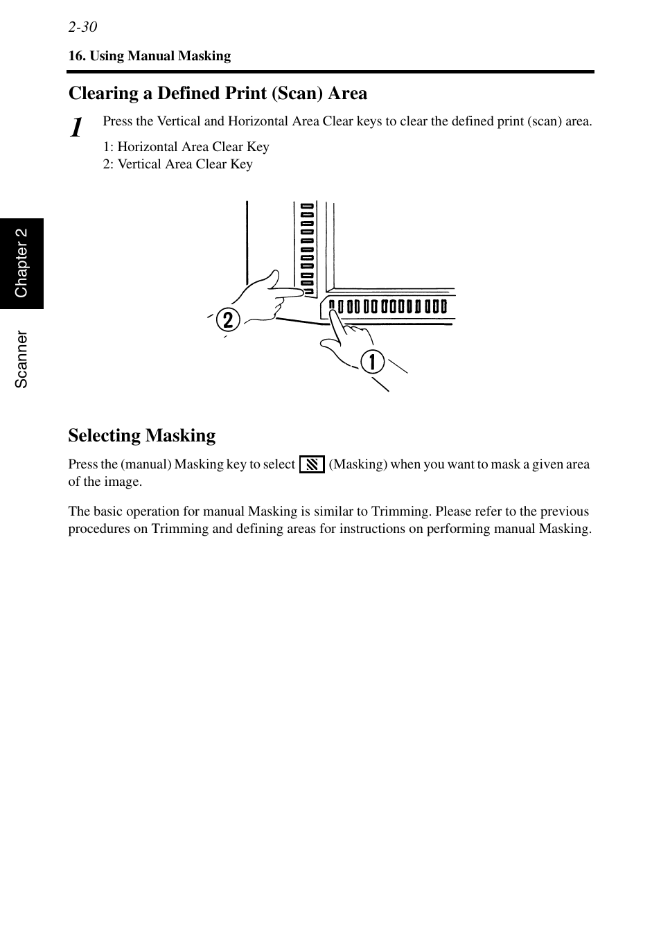 Clearing a defined print (scan) area, Selecting masking | Konica Minolta MS6000 MKII User Manual | Page 59 / 102