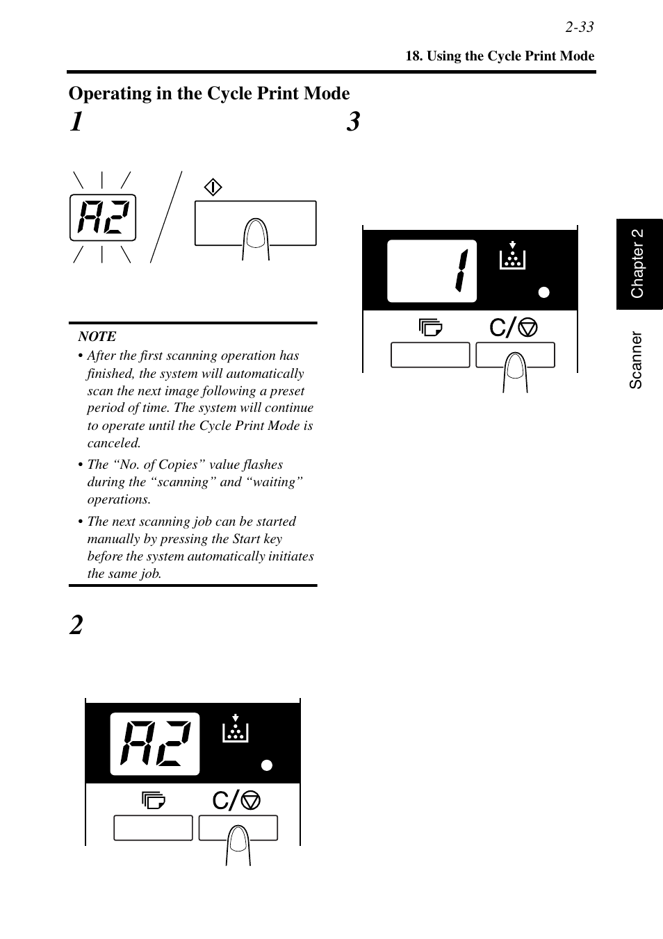 Operating in the cycle print mode, Operating in the cycle print mode -33 | Konica Minolta MS6000 MKII User Manual | Page 62 / 102