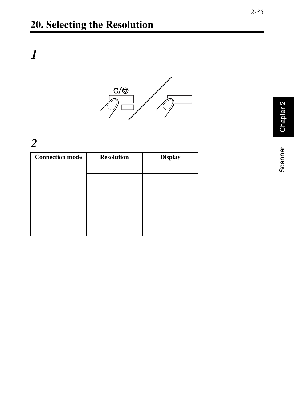 Selecting the resolution, Selecting the resolution -35 | Konica Minolta MS6000 MKII User Manual | Page 64 / 102