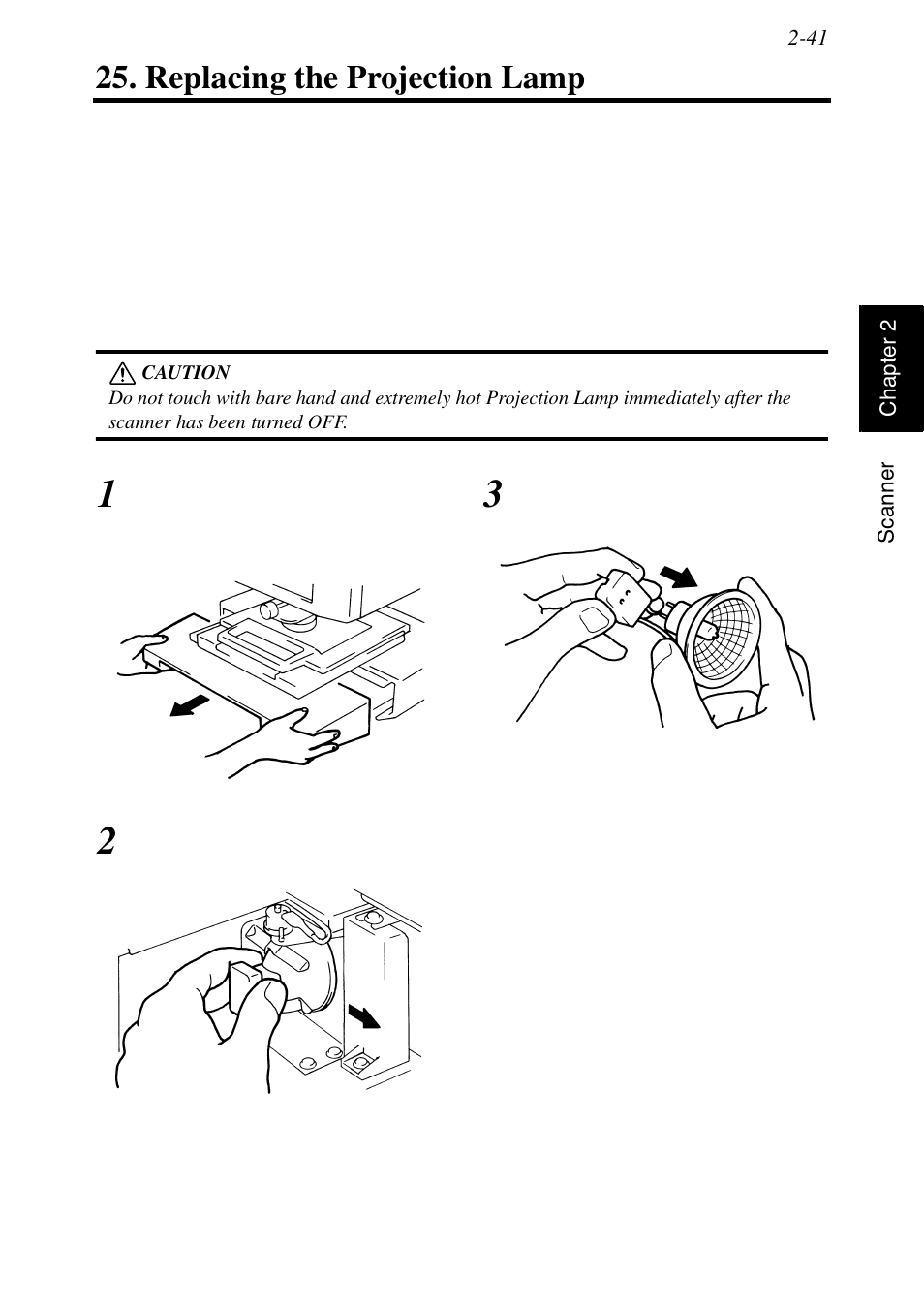 Replacing the projection lamp, Replacing the projection lamp -41 | Konica Minolta MS6000 MKII User Manual | Page 70 / 102