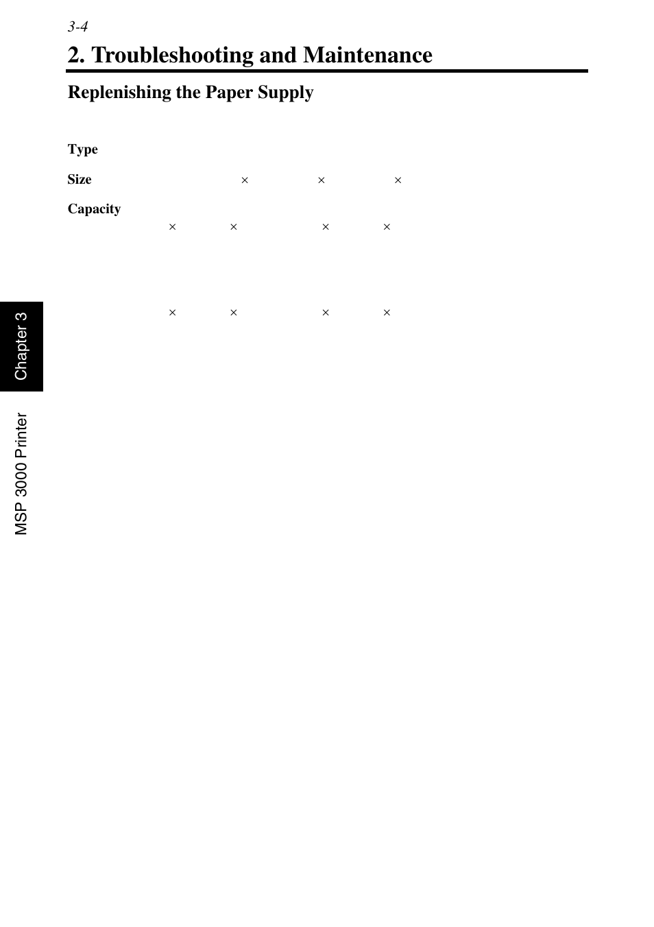 Troubleshooting and maintenance, Replenishing the paper supply, Troubleshooting and maintenance -4 | Replenishing the paper supply -4 | Konica Minolta MS6000 MKII User Manual | Page 75 / 102