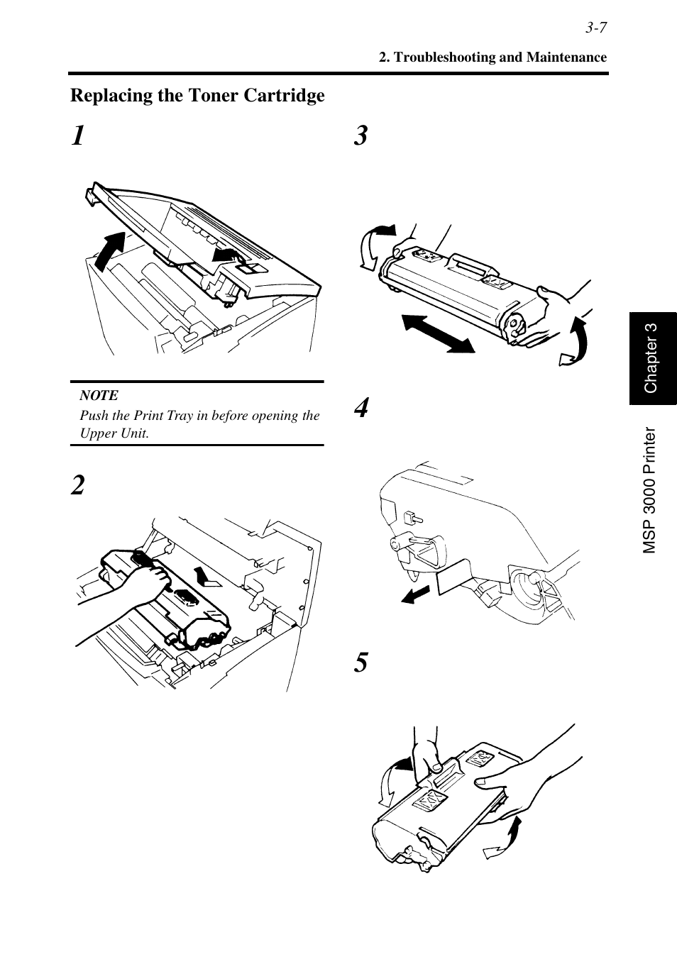 Replacing the toner cartridge, Replacing the toner cartridge -7 | Konica Minolta MS6000 MKII User Manual | Page 78 / 102