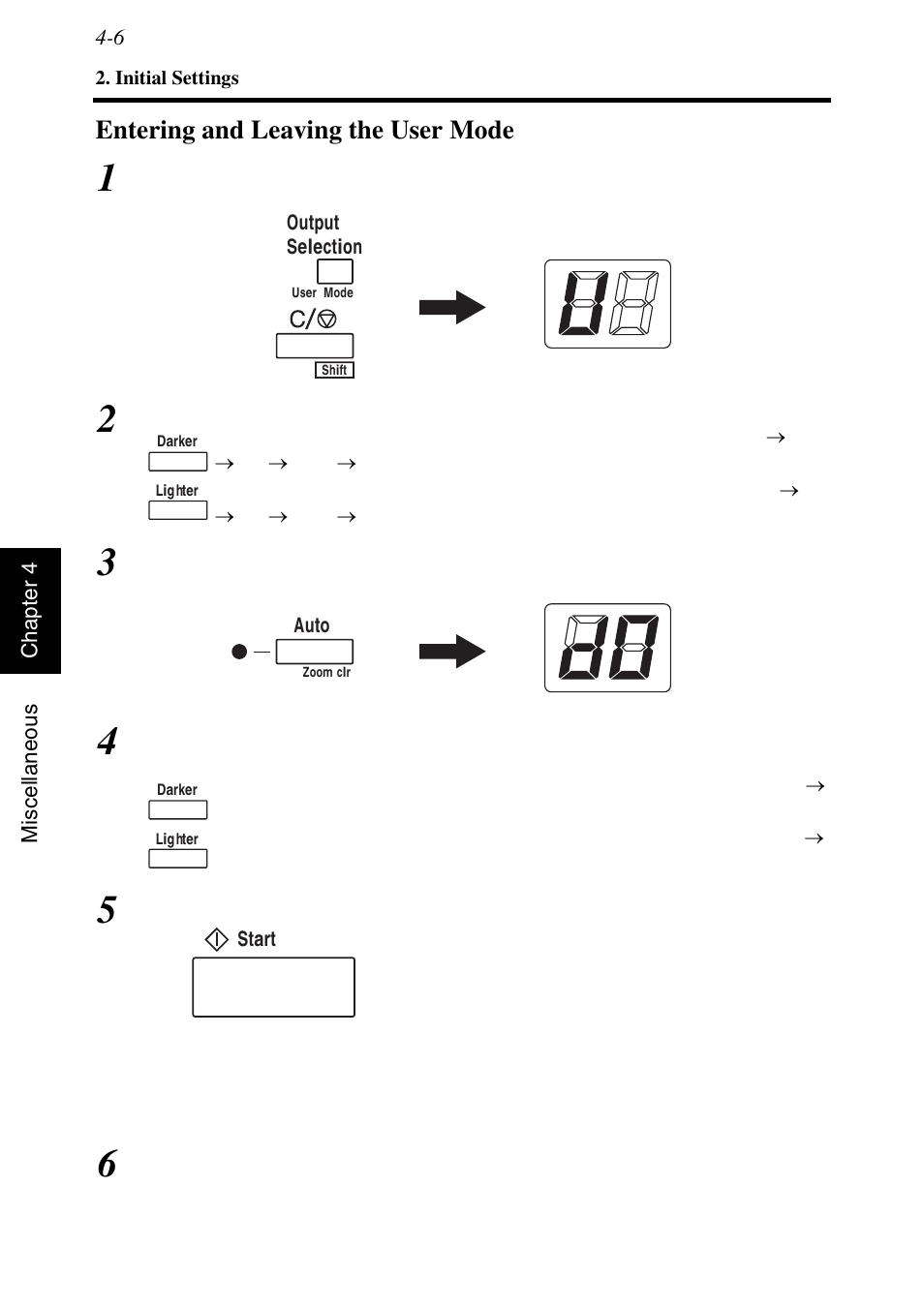Entering and leaving the user mode, Entering and leaving the user mode -6 | Konica Minolta MS6000 MKII User Manual | Page 91 / 102