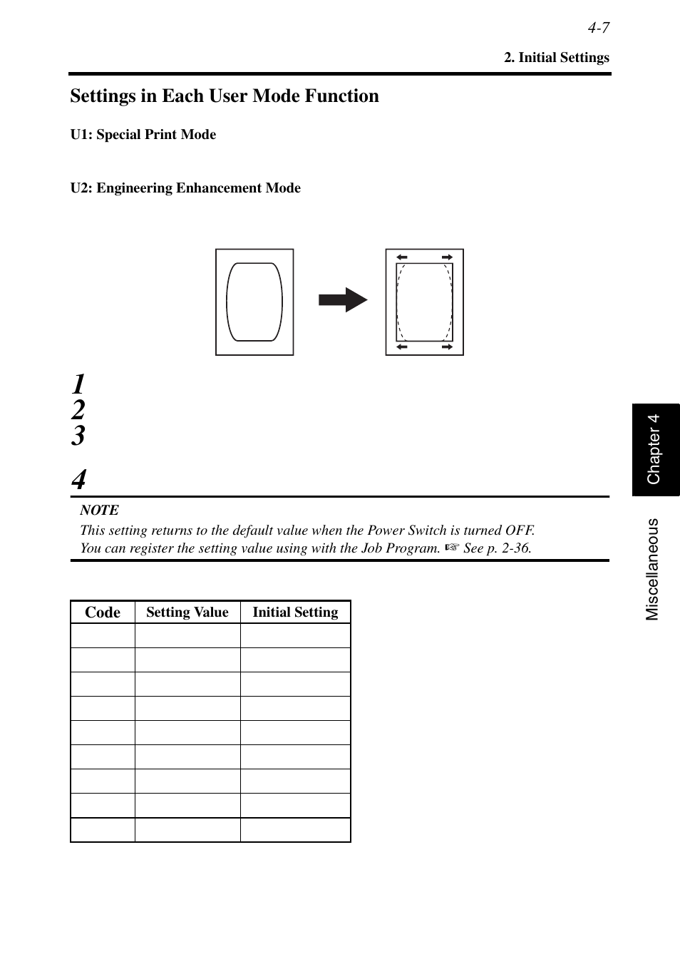 Settings in each user mode function, Settings in each user mode function -7 | Konica Minolta MS6000 MKII User Manual | Page 92 / 102