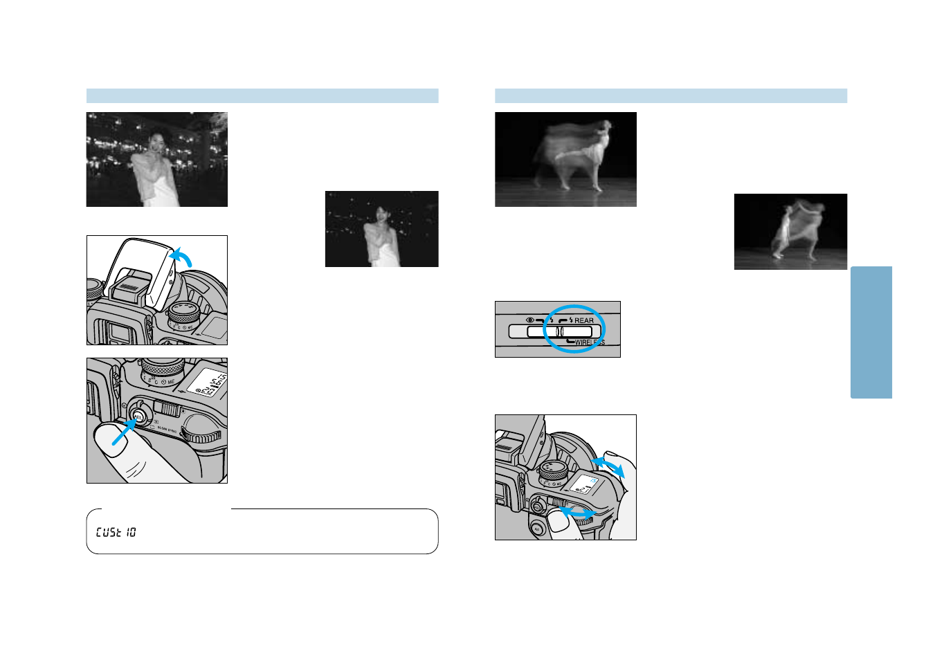 Flash – rear-flash sync flash – slow sync | Konica Minolta 9 User Manual | Page 34 / 59