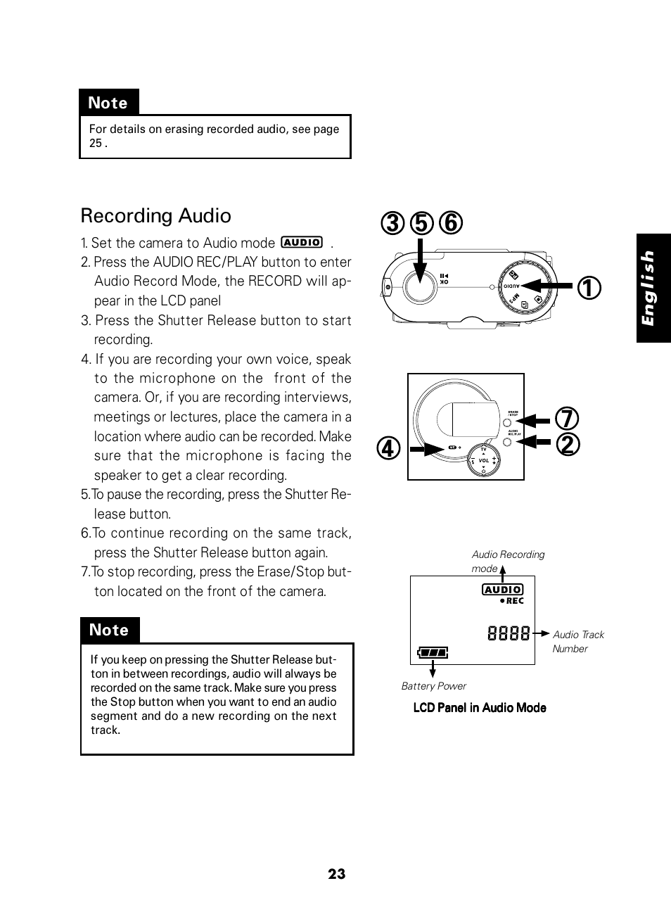 Recording audio | Konica Minolta E-Mini-Multi-Media Camera User Manual | Page 24 / 29
