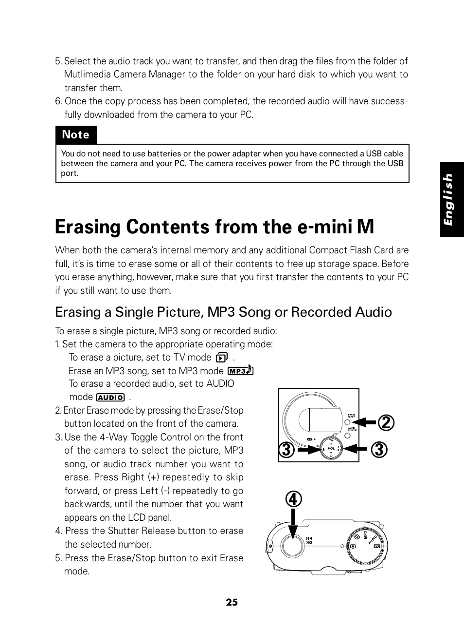 Erasing contents from the e-mini m | Konica Minolta E-Mini-Multi-Media Camera User Manual | Page 26 / 29
