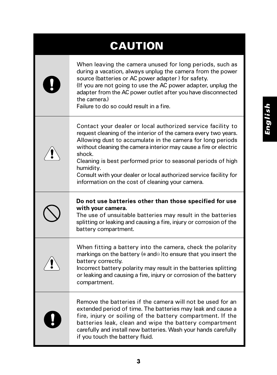 Caution | Konica Minolta E-Mini-Multi-Media Camera User Manual | Page 4 / 29
