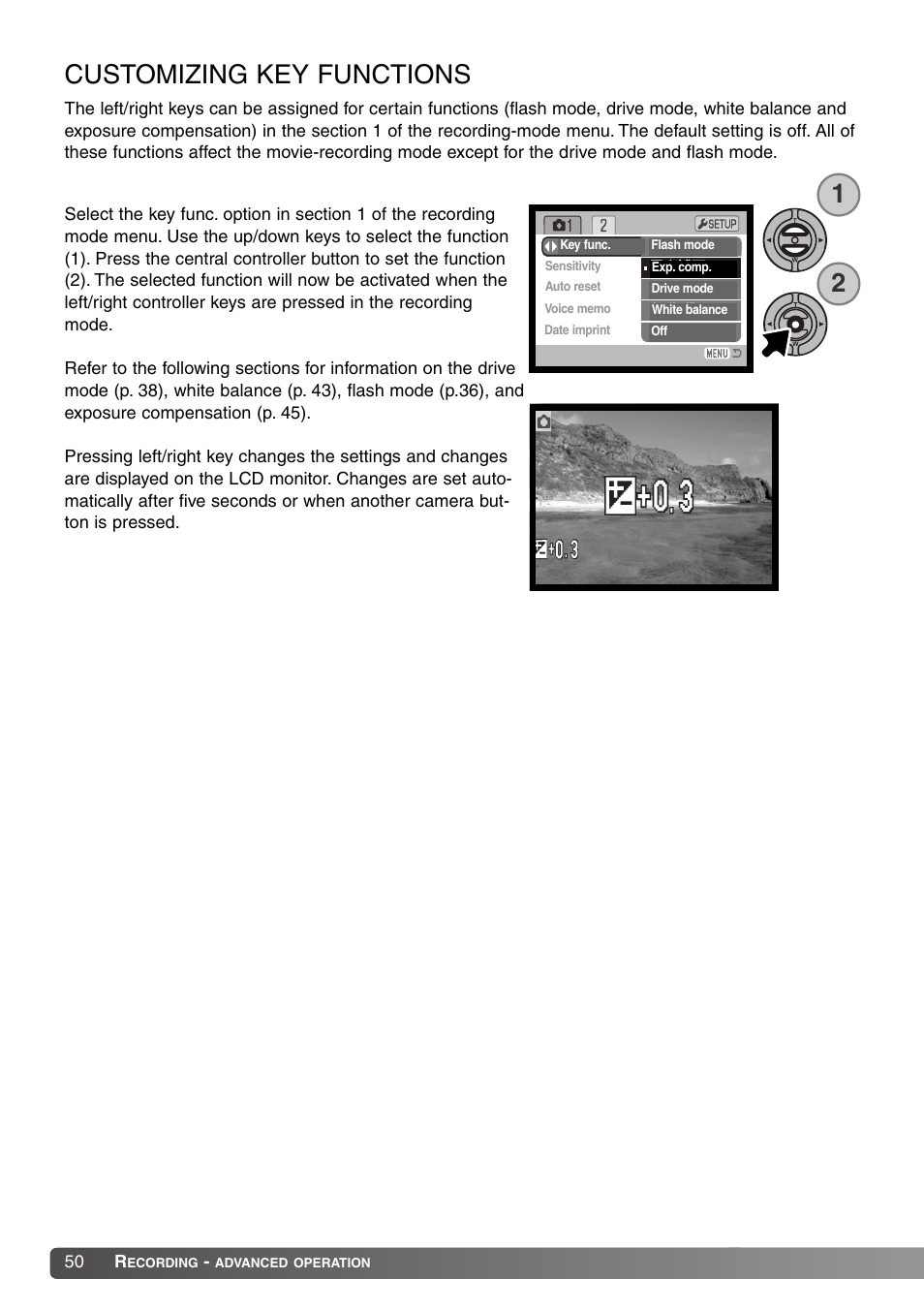 Customizing key functions | Konica Minolta Dimage X20 User Manual | Page 50 / 116