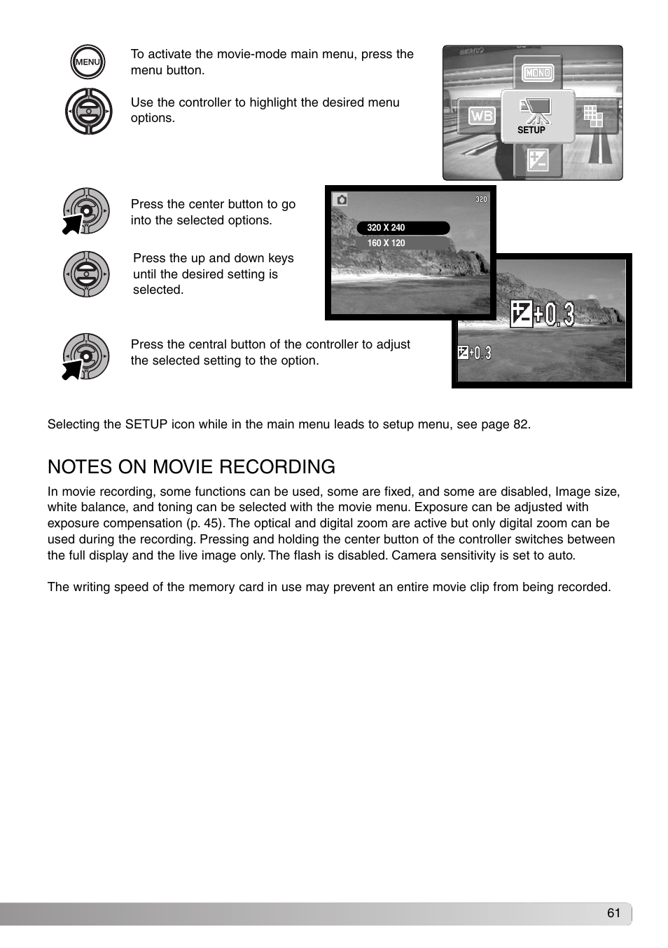 Notes on movie recording | Konica Minolta Dimage X20 User Manual | Page 61 / 116