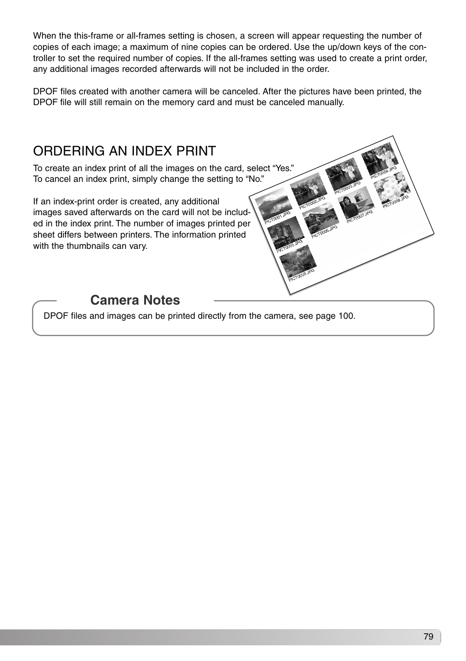 Ordering an index print | Konica Minolta Dimage X20 User Manual | Page 79 / 116