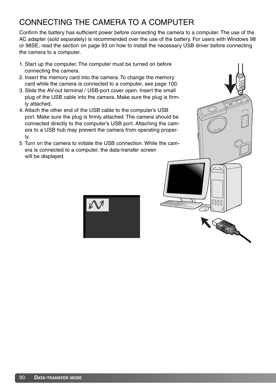 Connecting the camera to a computer | Konica Minolta Dimage X20 User Manual | Page 90 / 116