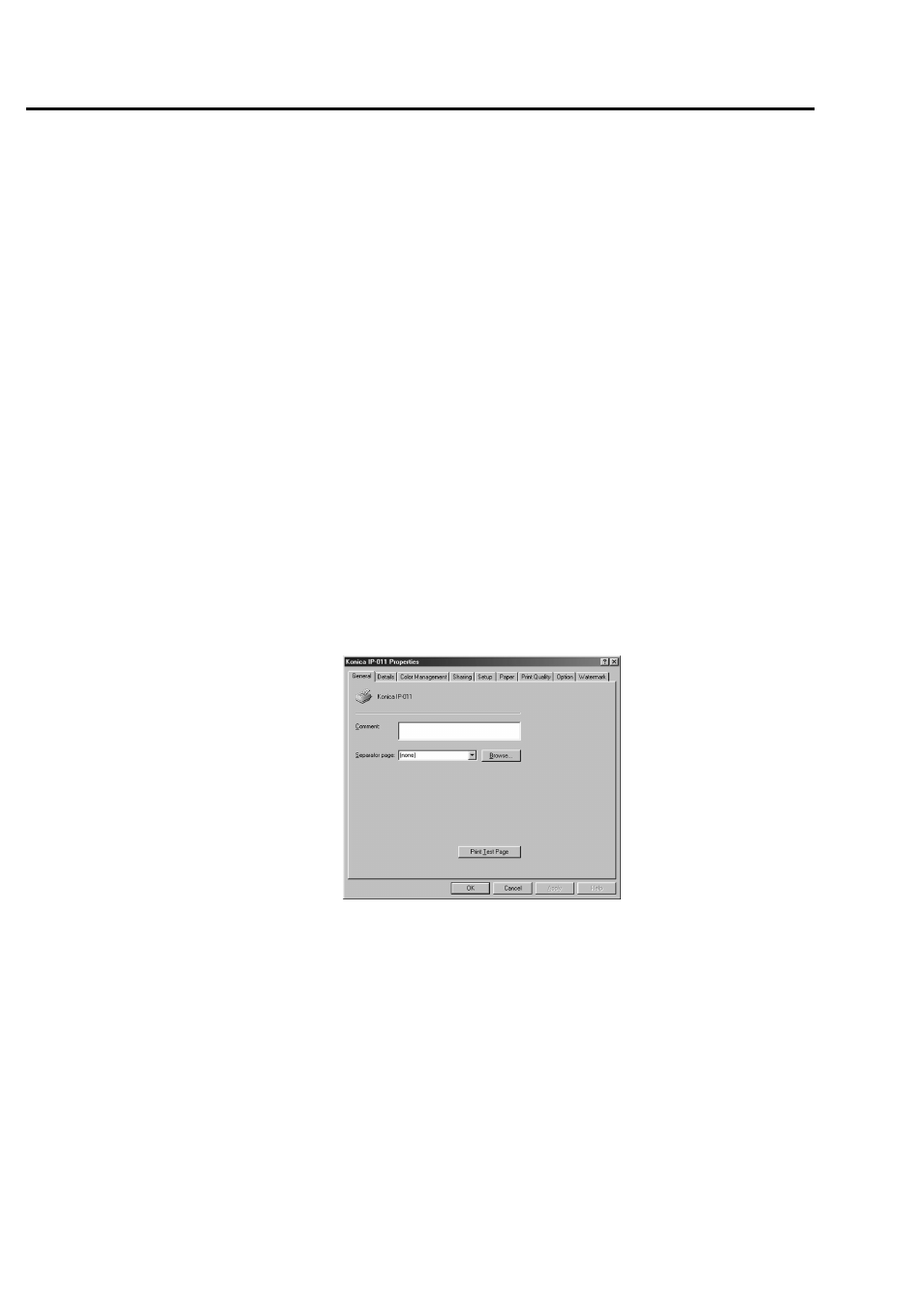 Working environment, Compliant os, Property of printer driver | Konica Minolta IP-011 User Manual | Page 41 / 102