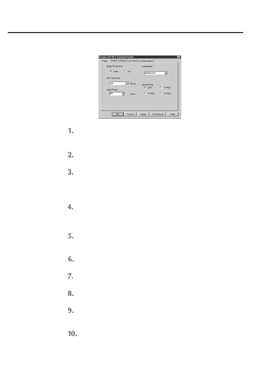 Printer setting | Konica Minolta IP-011 User Manual | Page 88 / 102