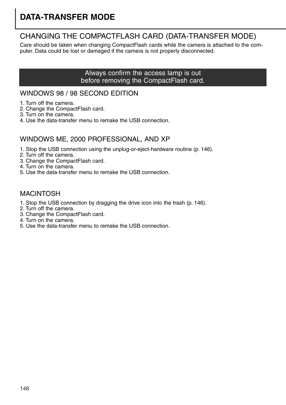 Data-transfer mode | Konica Minolta DiMAGE 7i User Manual | Page 148 / 164