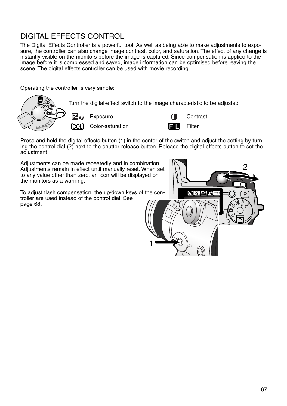Digital effects control | Konica Minolta DiMAGE 7i User Manual | Page 67 / 164
