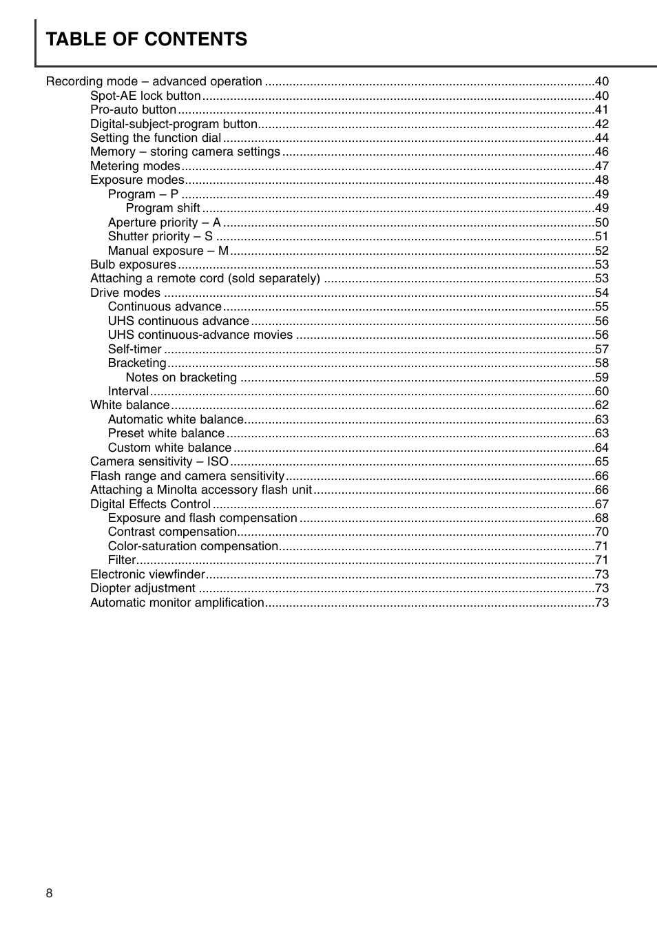 Konica Minolta DiMAGE 7i User Manual | Page 8 / 164