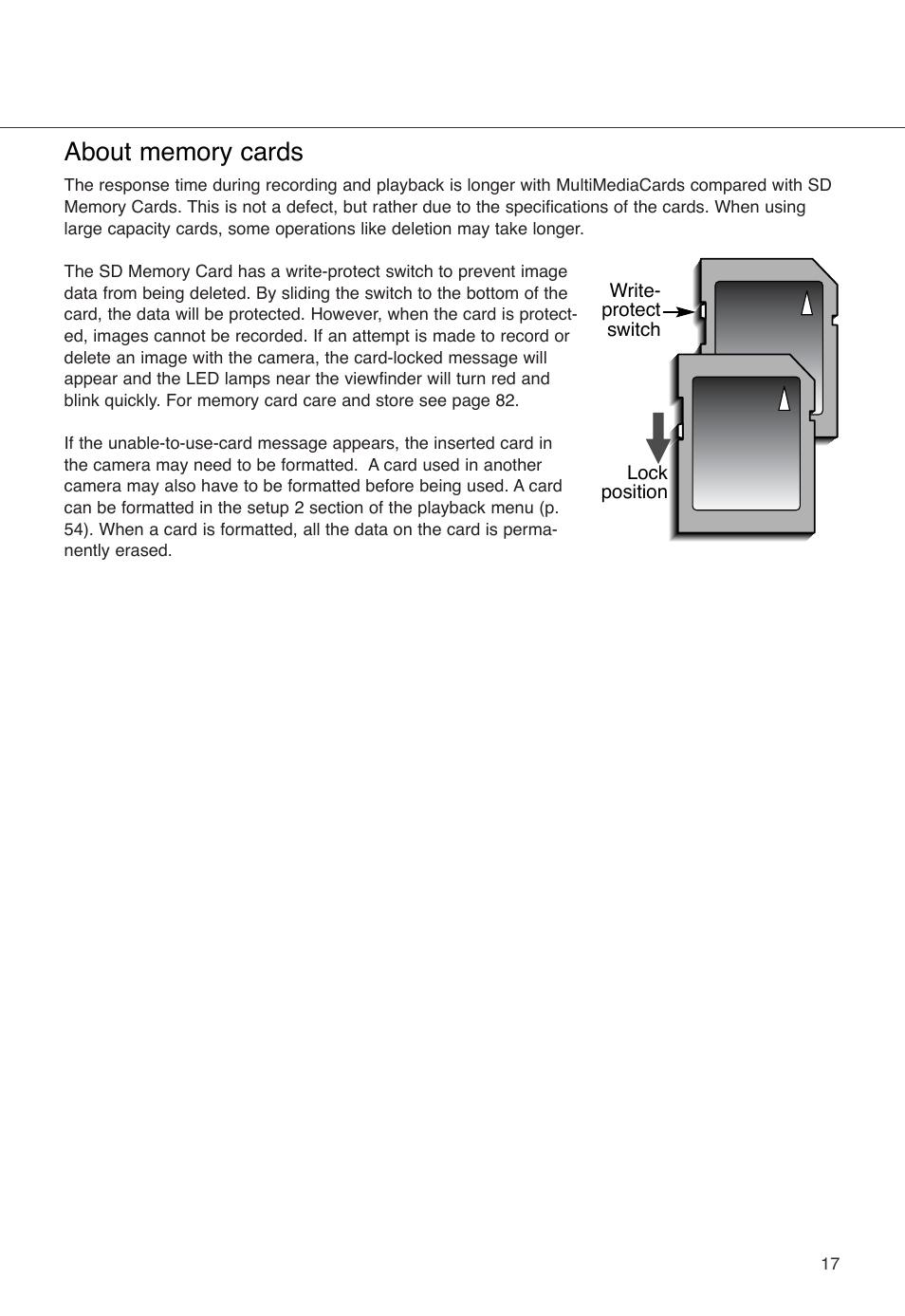 About memory cards | Konica Minolta DiMAGE X User Manual | Page 17 / 88