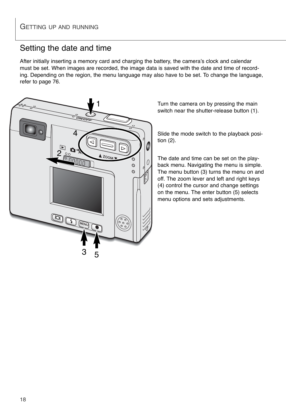 Setting the date and time | Konica Minolta DiMAGE X User Manual | Page 18 / 88