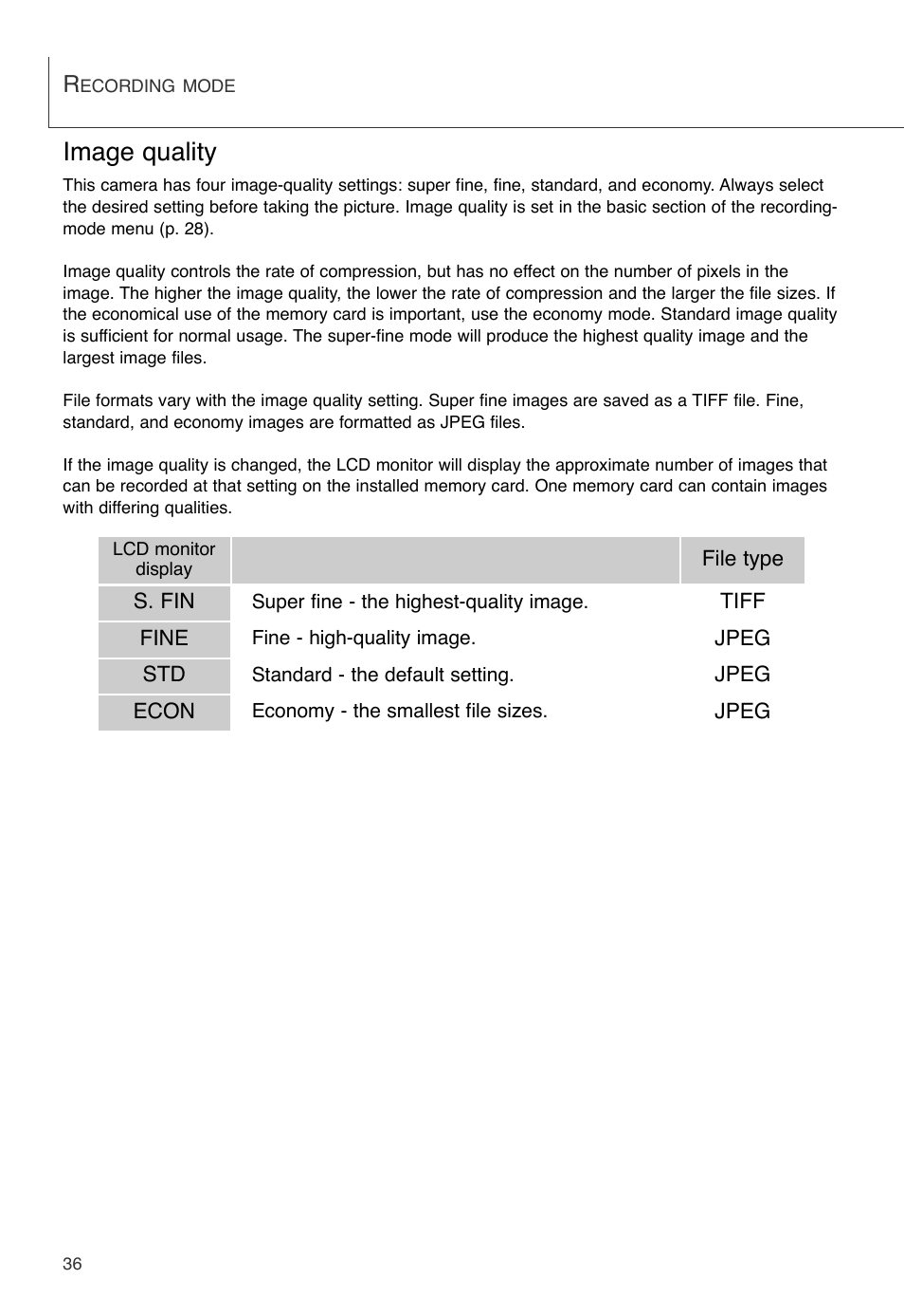 Image quality | Konica Minolta DiMAGE X User Manual | Page 36 / 88