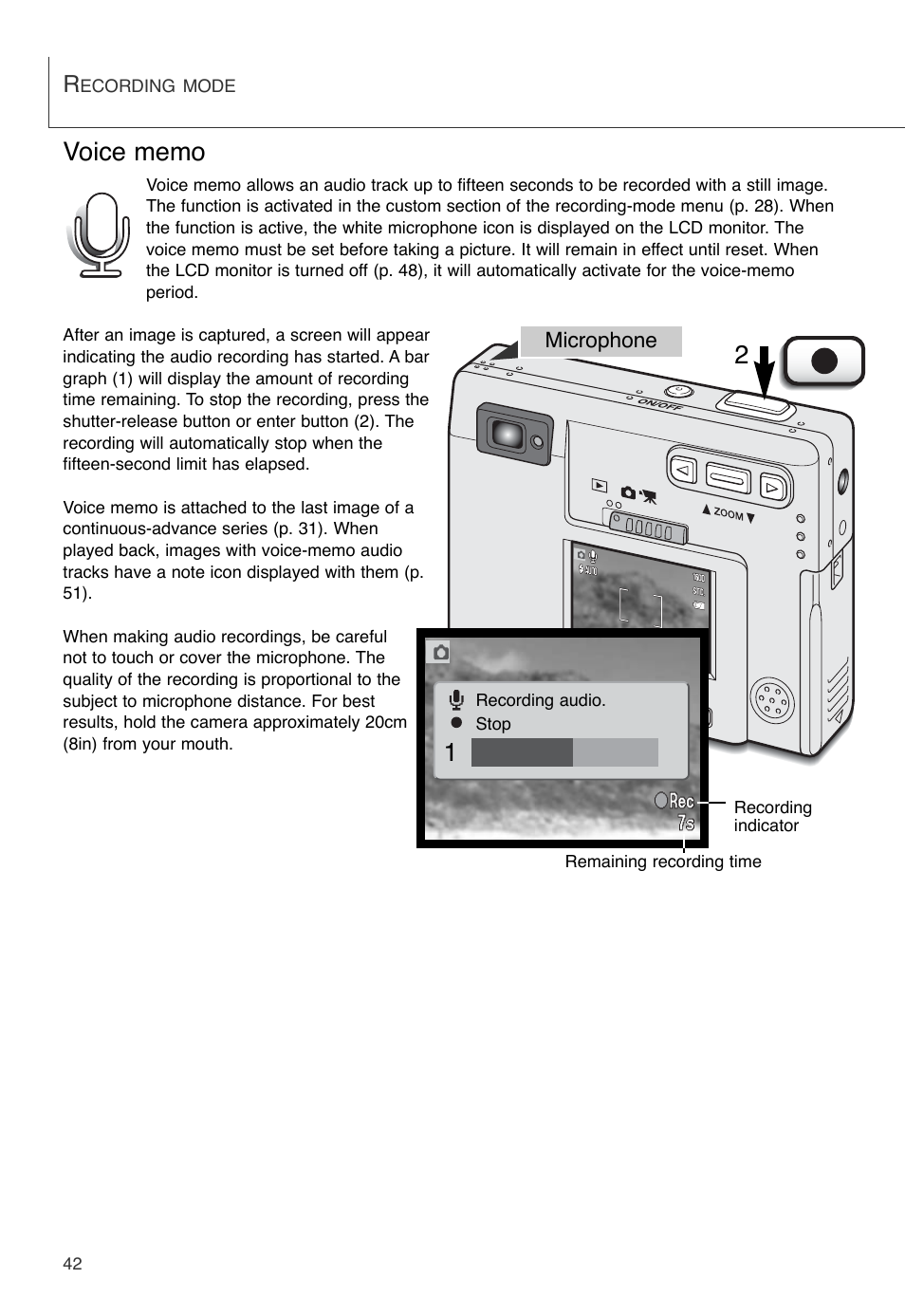 Voice memo | Konica Minolta DiMAGE X User Manual | Page 42 / 88
