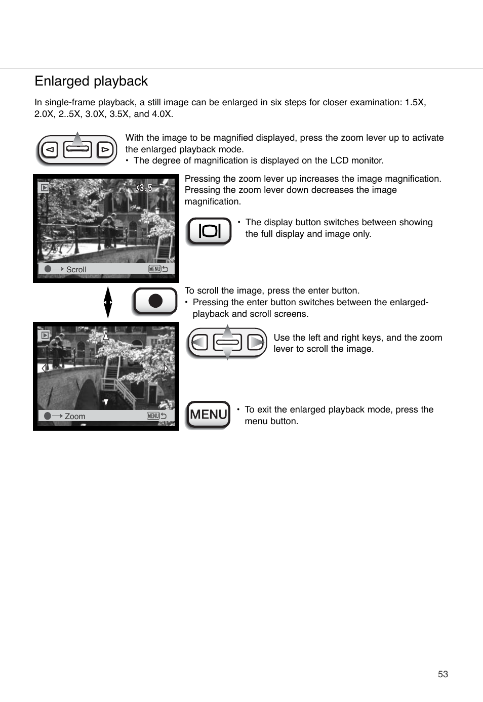 Enlarged playback | Konica Minolta DiMAGE X User Manual | Page 53 / 88