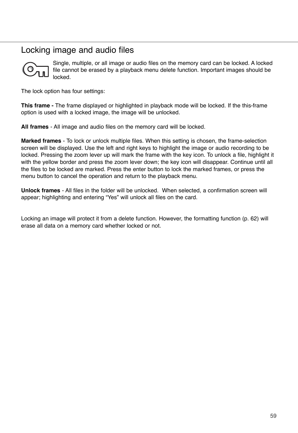 Locking image and audio files | Konica Minolta DiMAGE X User Manual | Page 59 / 88