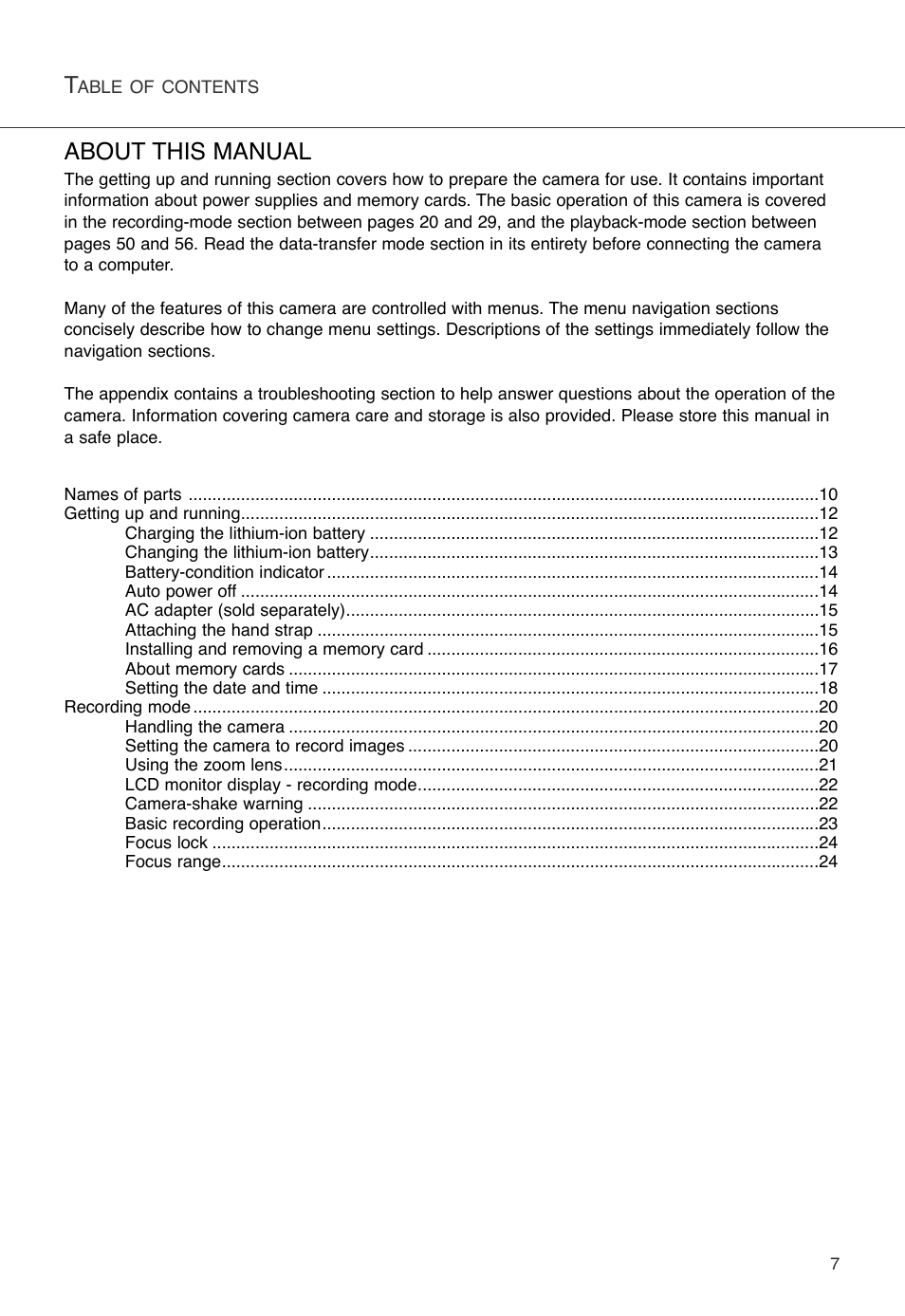 About this manual | Konica Minolta DiMAGE X User Manual | Page 7 / 88