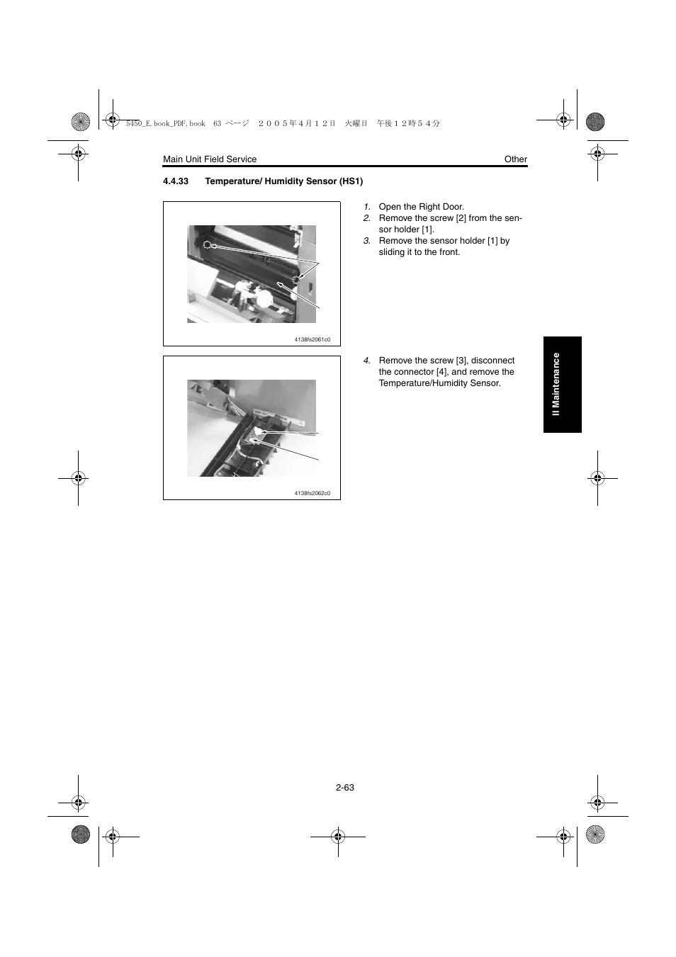 33 temperature/ humidity sensor (hs1), 33 temperature/ humidity sensor (hs1) -63 | Konica Minolta Magicolor 5440 DL User Manual | Page 100 / 284