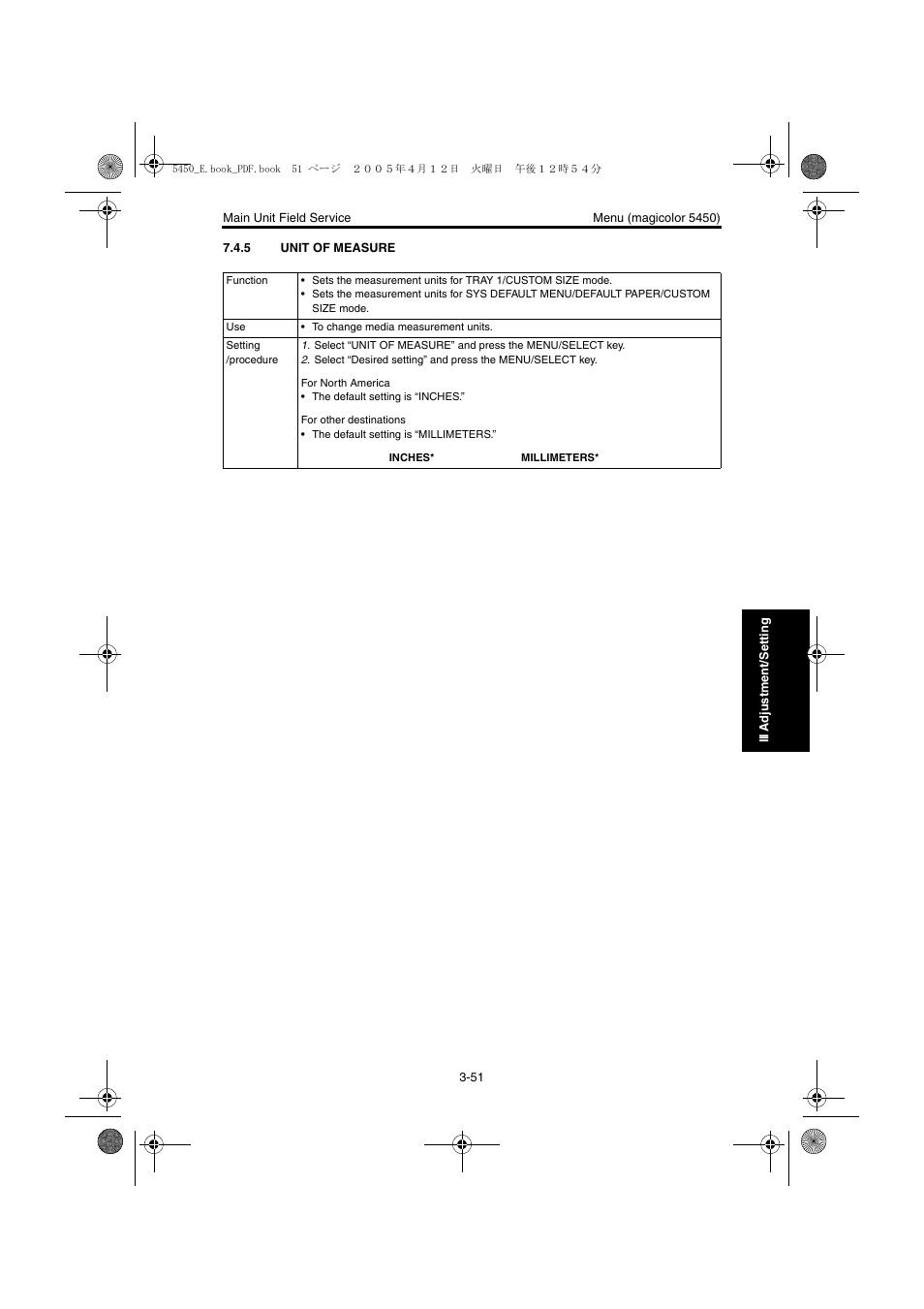 5 unit of measure, Unit of measure -51 | Konica Minolta Magicolor 5440 DL User Manual | Page 154 / 284