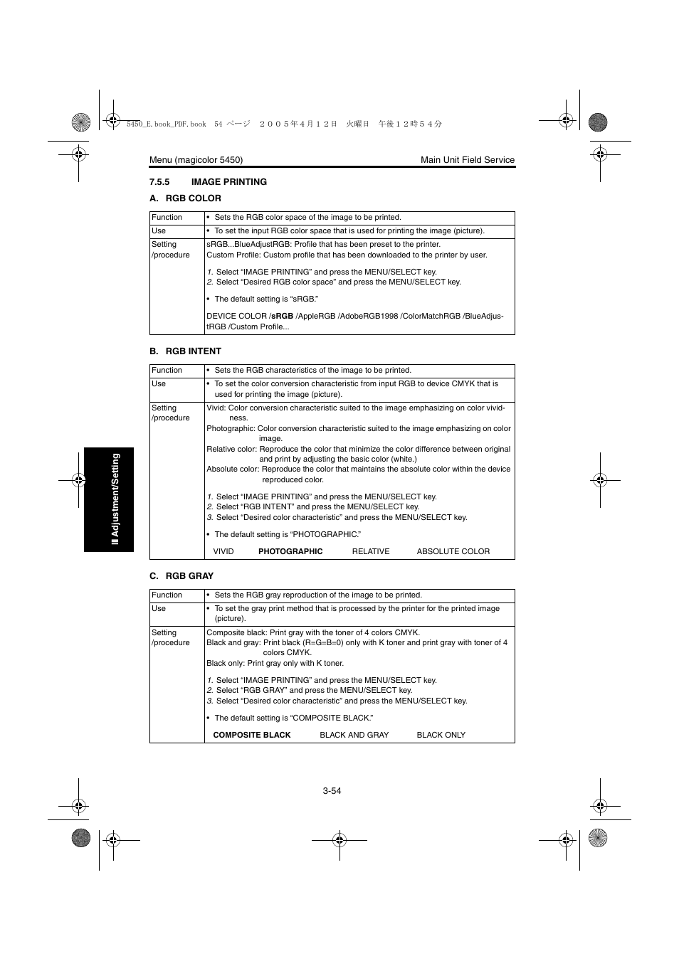 5 image printing, Image printing -54 | Konica Minolta Magicolor 5440 DL User Manual | Page 157 / 284