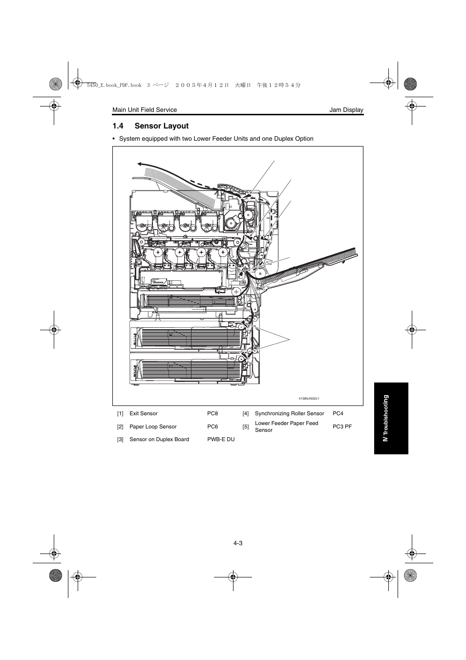 4 sensor layout, Sensor layout -3 | Konica Minolta Magicolor 5440 DL User Manual | Page 190 / 284