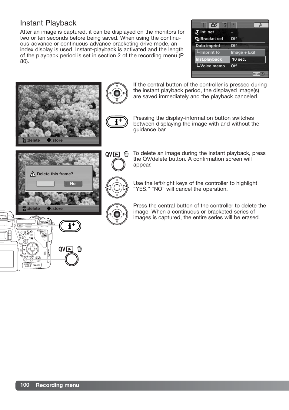 Instant playback | Konica Minolta DiMAGE_A2 User Manual | Page 100 / 180