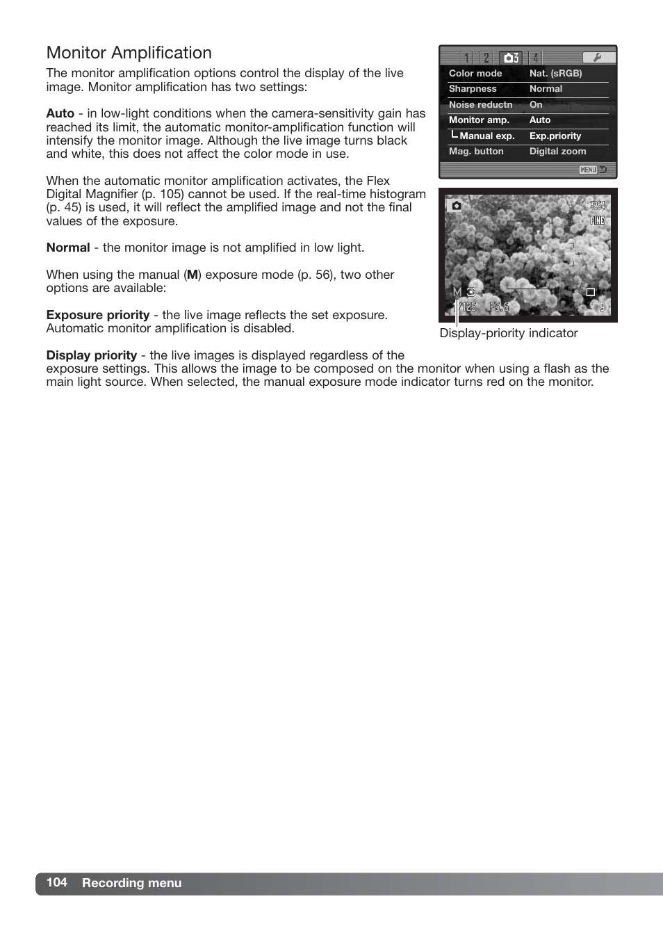 Monitor amplification | Konica Minolta DiMAGE_A2 User Manual | Page 104 / 180