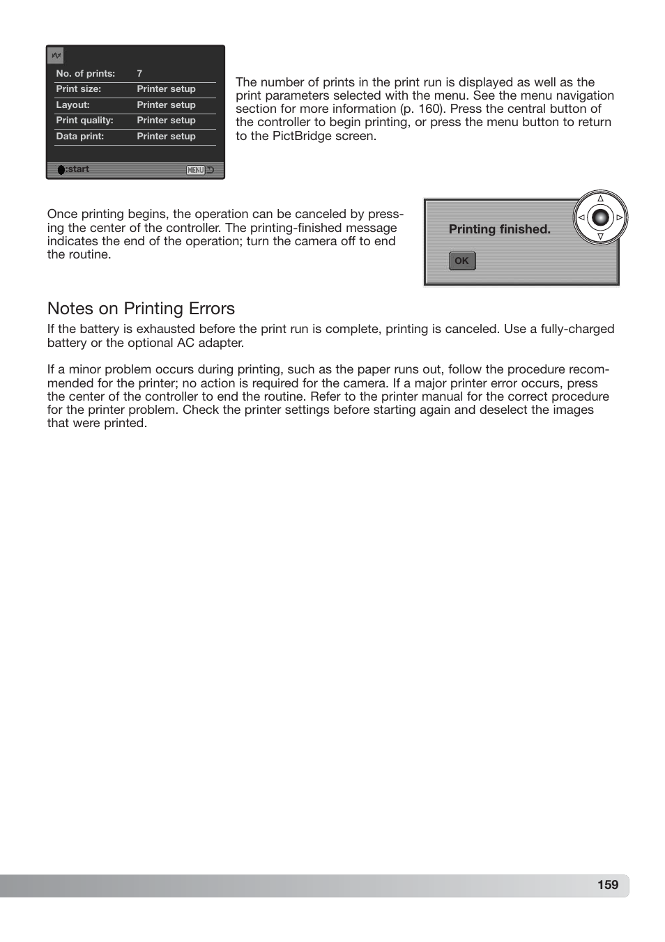 Notes on printing errors | Konica Minolta DiMAGE_A2 User Manual | Page 159 / 180